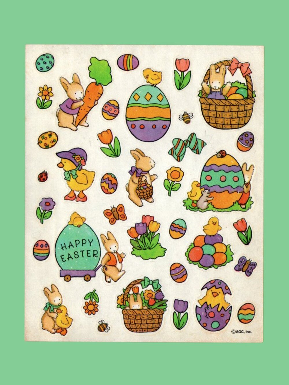 5/$20 American Greetings Easter Bunny Vintage 1992 Sticker Sheet